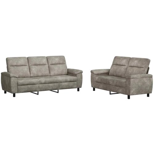  Set sofe 2 pcs Svjetlosiva Umetnička suknja koža - Svjetlosiva 2-sjedalo (140 cm) + 3-sjedalo Slike