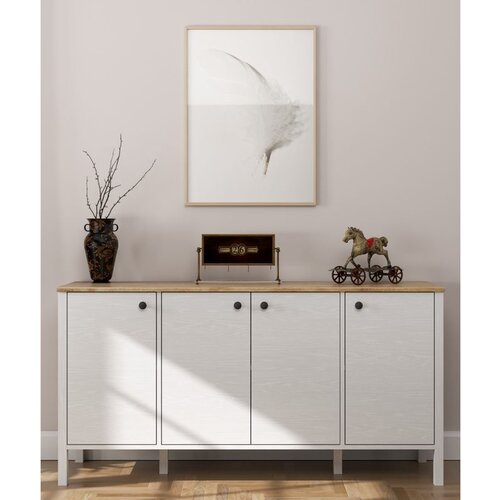 Hanah home FRN-20007 WoodenWhite Console Cene