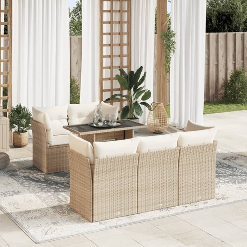 VidaXL 6-dijelni set vrtnih sofa s jastucima bež od poliratana Slike