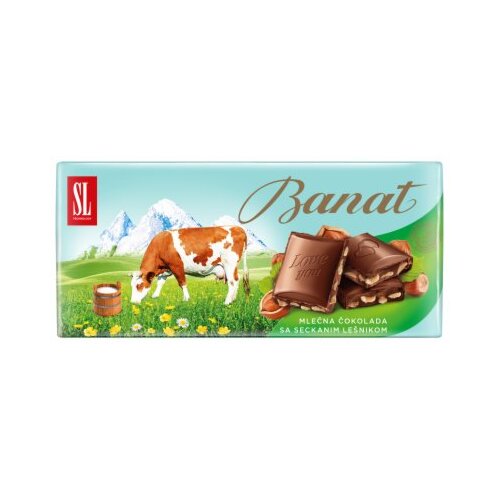 Swisslion čokolada mlečna banat seckani lesnik 80G Slike