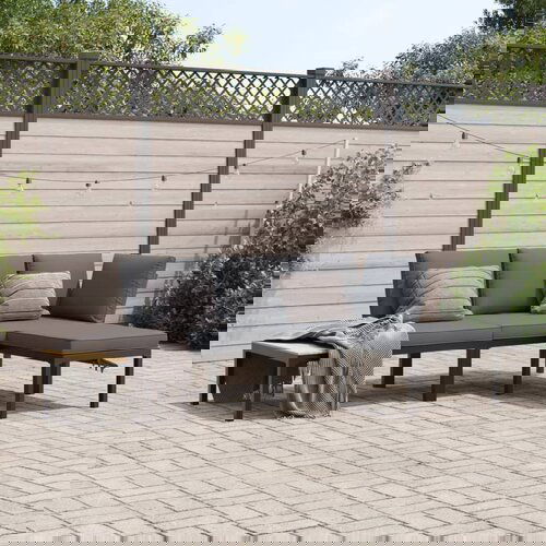  The Living Store Vrtna sedežna garnitura z blazinami 3-delna črn aluminij - Vrtna Sedežna Garnitura, (21476964) Cene