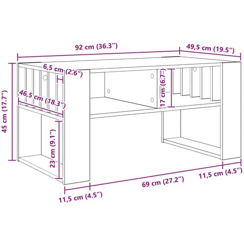  Kava Stol Dimljeni hrast 92 x 49,5 x 45 cm Konstruirano drvo Slike