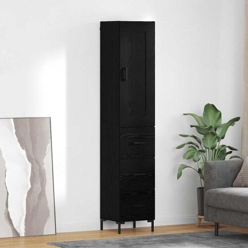VidaXL Highboard Crni hrast 34,5 x 34 x 180 cm Konstruirano drvo Slike
