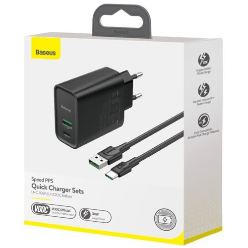 Baseus Speed ​​​​PPS VOOC TZCCFS-H01 AC punjač USB / USB-C / 4.5A / QC 4.0 / PD 3.0 crni Cijene
