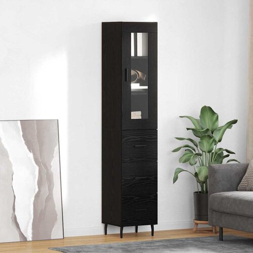 vidaXL Highboard Crni hrast 34,5 x 34 x 180 cm Konstruirano drvo Cijene
