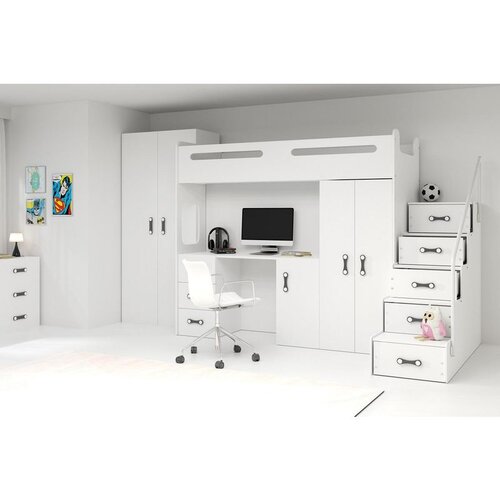 Molarem Home Drveni dječji krevet na kat MAX 4 200x80 cm - bijeli Cene
