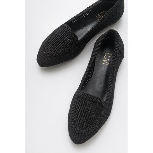 LuviShoes Women's Black Knitted Flat Flat Shoes 101 Slike