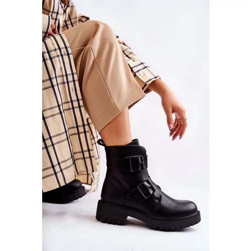 Kesi Leather Women's Boots With Zipper Black Gritta