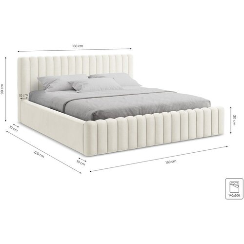Makamii Smeđe-sivi tapecirani bračni krevet s prostorom za odlaganje s podnicom 140x200 cm Lemi &amp;ndash; Slike