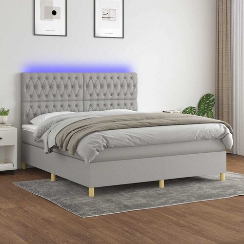  box spring s madracem LED svjetlosivi 180x200 cm tkanina Cene