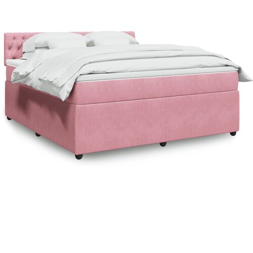 vidaXL Box spring postelja z vzmetnico roza 180x200 cm žamet Cene