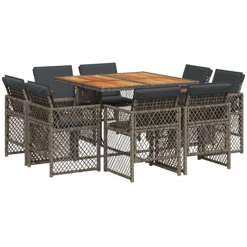 VidaXL 9-dijelni vrtni blagovaonski set sivi od poliratana Slike