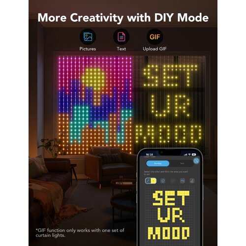 GOVEE RGBIC Curtain Light 520 LED - 1.5 x 2m Studio svjetlo Slike