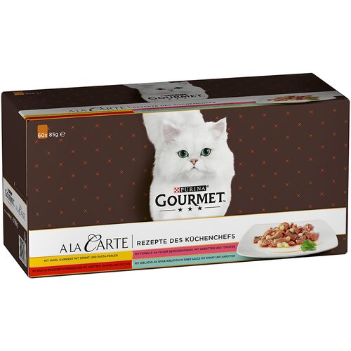 Gourmet Mega pakiranje A La Carte 60 x 85 g Recepti šefa kuhinje: piščanec, govedina, postrv, morski losos Cene