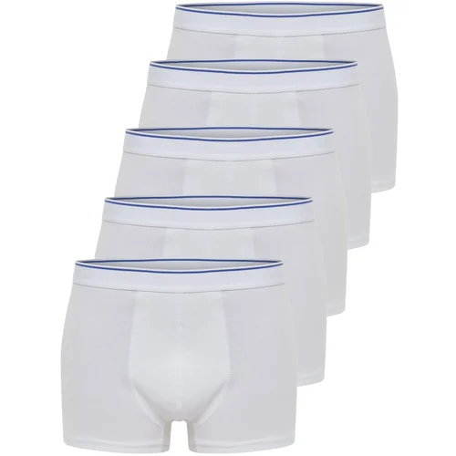 Trendyol Men's White Multi Color Basic 5-Pack Cotton Boxer