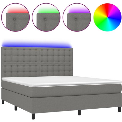 Maison Chic Box spring postelja - Vzmetna postelja z vzmetnico LED temno siva 160x200 cm blago SL16057, (21903519) Cene