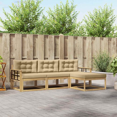  Set vanjskih sofa 4 kom. Bijela i bež Poliester Cene