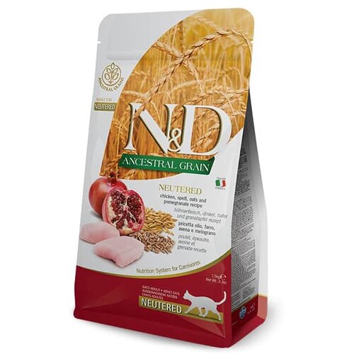 Farmina n&d ancestral grain hrana za sterilisane mačke, ukus piletine i nara, 1.5kg Slike