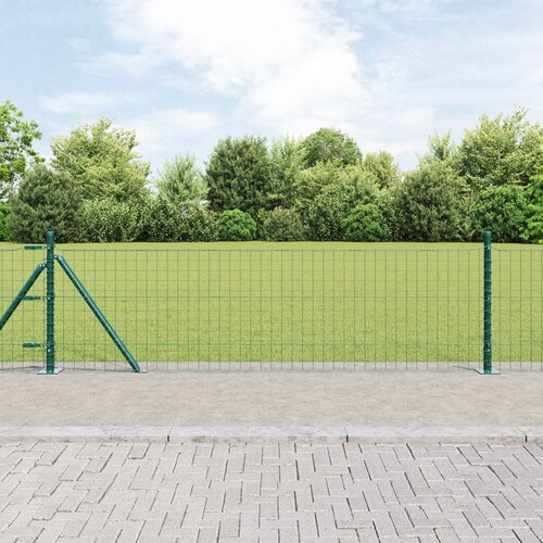 vidaXL Set Stupova Ograde Set od 13 Zeleni Metal, Beton Cijene