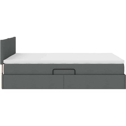  Krevet S LED lampica s pohranom Tamno siva 140 x 190 cm tkanina Slike