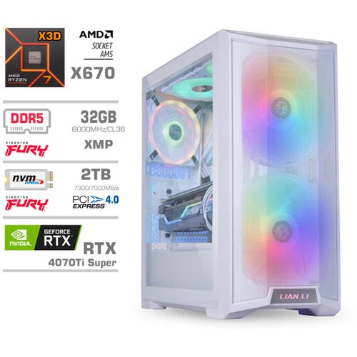 MEGA Računalnik TWR S10 R7-7800X3D/RTX4070Ti Super/32GB-DDR5/2TB-4.0/1000W/Brez OS/bela RGB, (21010131) Cene
