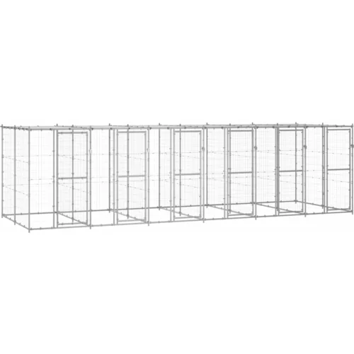 vidaXL Zunanji pasji boks pocinkano jeklo s streho 14,52 m²