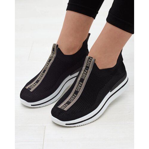 Resti Women's slip-on sports shoes with lettering in black Cerppa- Footwear Cene
