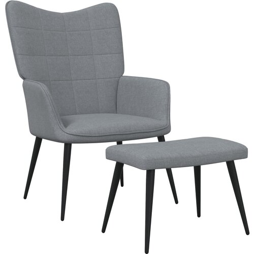 The Living Store Stol za sproščanje s stolčkom svetlo sivo blago - Stol Za Sproščanje, (21485326) Cene