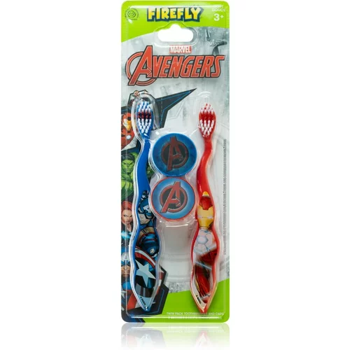 Marvel avengers Toothbrush darilni set zobna ščetka 2 kos + škatlica 2 kos