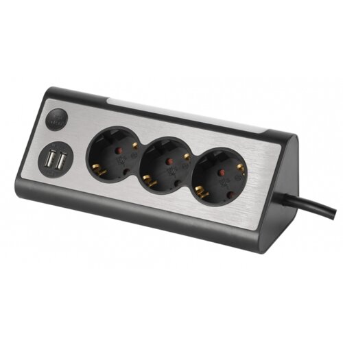 MaxTrack Kotni električni podalj&amp;scaron;ek 3m z 3x 230 V AC in 2x USB sivi, (20443487) Slike