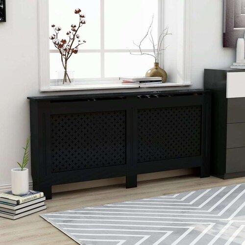 VidaXL pokrov za radijator crni 172 x 19 x 81 cm mdf Slike
