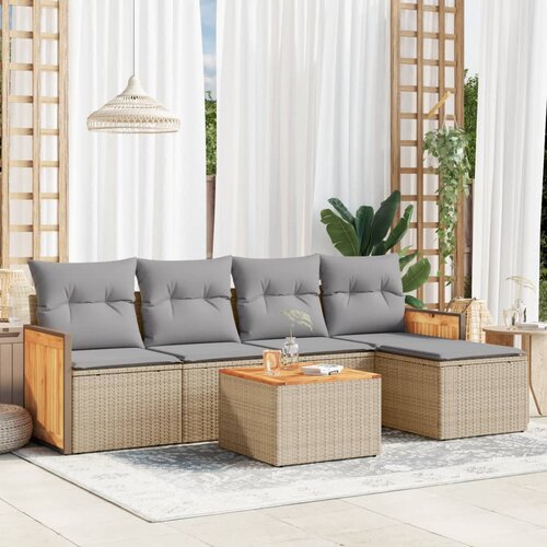 vidaXL 6-dijelni set vrtnih sofa s jastucima bež od poliratana Cijene