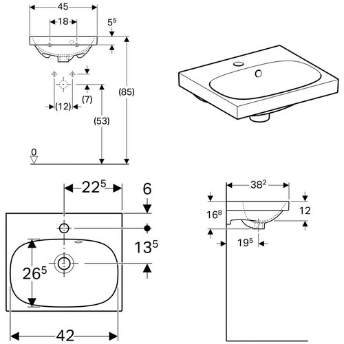 Geberit acanto lavabo 500.636.01.245 Slike