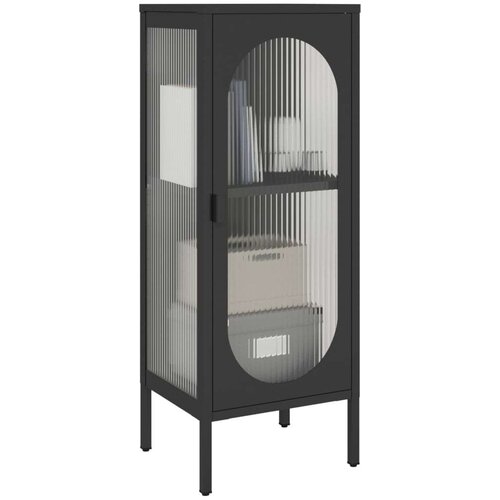 VidaXL Komoda crna 40 x 35 x 105 cm od stakla i čelika Slike