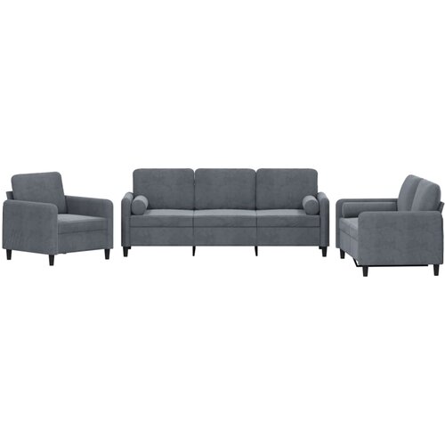 vidaXL 3-dijelni set sofa s jastucima tamnosivi baršunasti Cene