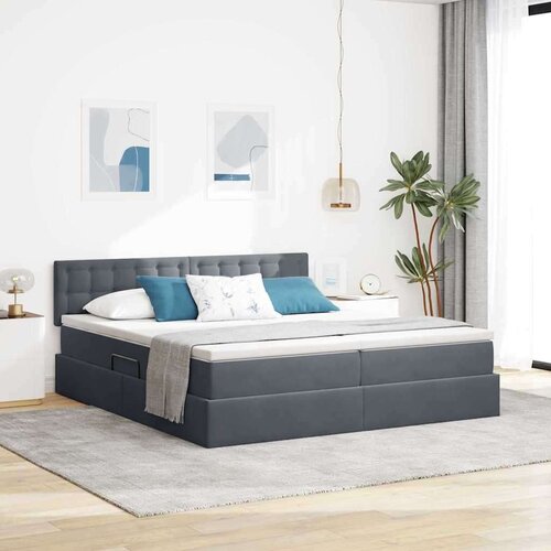  Postelja s shranjevanjem z vzmetnico Temno siva 90 x 200 cm, (5000100434) Cene