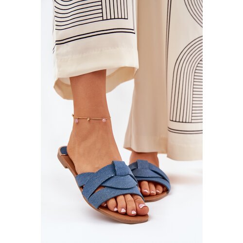 Boto Flat Women's Sandals With Intertwining Straps Denim Selaenor Cene