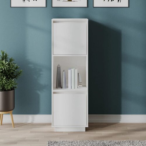 vidaXL Visoka omara bela 38x35x117 cm trdna borovina Cene