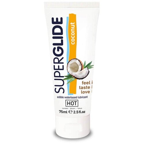 Hot Superglide Edible Waterbased Lubricant Coconut 75ml Slike