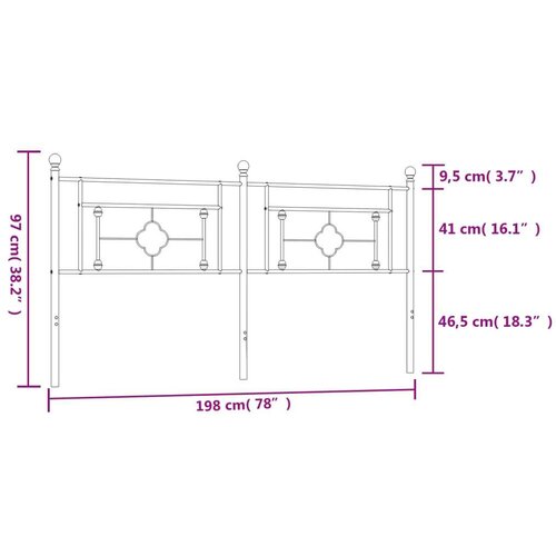  Metalno uzglavlje crno 193 cm Slike