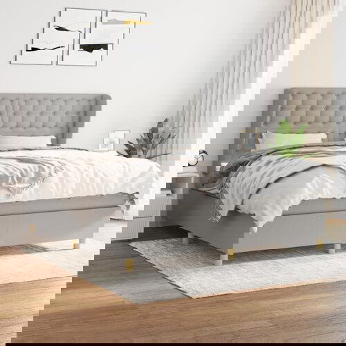 The Living Store Box spring postelja z vzmetnico svetlo siva 180x200 cm blago - Box Spring Postelja, (21503655) Slike