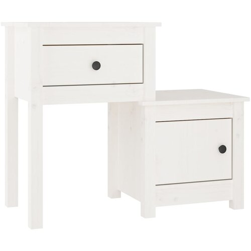 Maison Chic Nočna omarica - Nočna miza bela 79,5x38x65,5 cm trdna borovina, (21689445) Cene