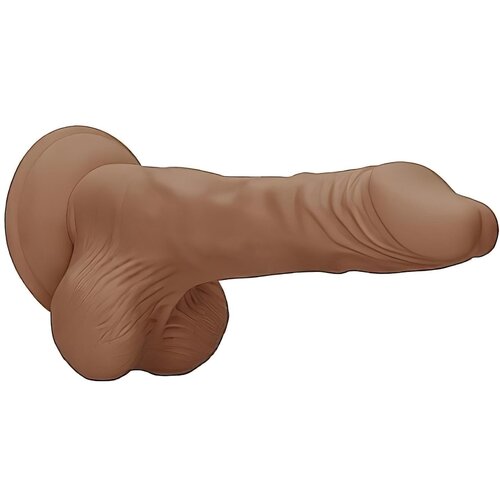 REALROCK Dong 10 - realistični dildo s testisi (25 cm) - temno naraven Slike