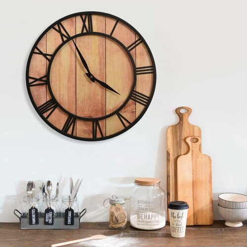 vidaXL Zidni sat 39 cm smeđe-crni MDF i željezo Cijene
