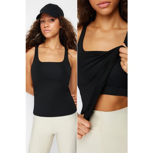 Trendyol Black Recovery 2 Layers With Pad Inside Sports Bra Square Collar Knitted Sports Top/Blouse Slike