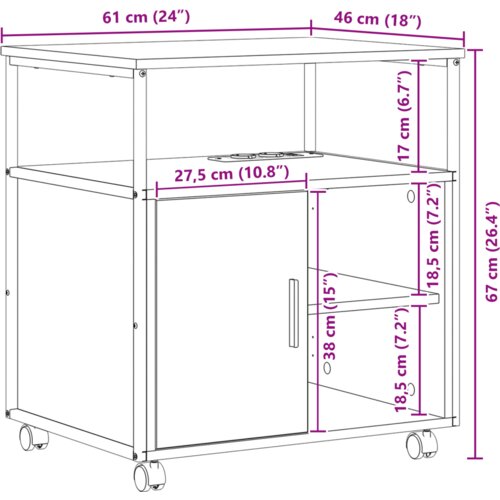 VidaXL Uredski ormar Crni hrast 60 x 46 x 67 cm Konstruirano drvo Slike