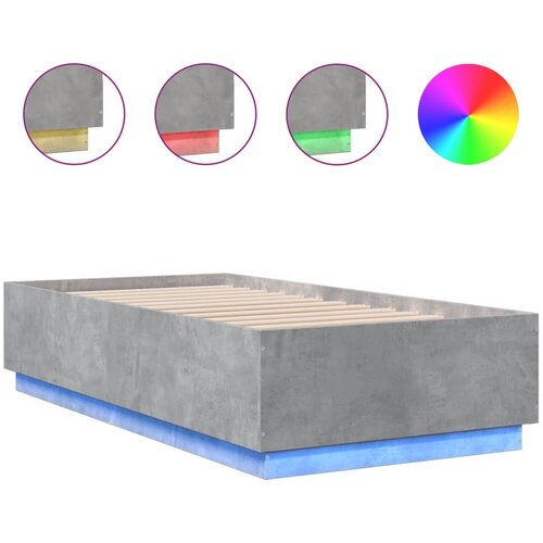Maison Chic Posteljni okvir - Enojna postelja - Postelja za odrasle z LED lučkami betonsko siv 75x190 cm inž. les, (21696742) Slike