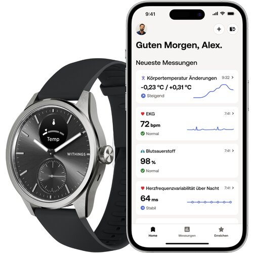 Withings scanwatch 2 42mm schwarz/silber Slike