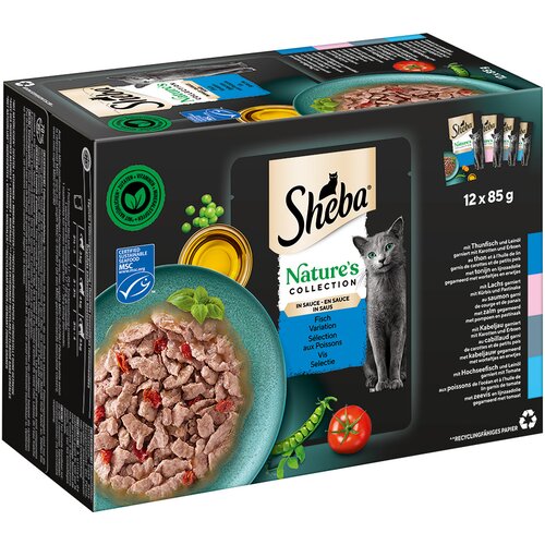 Sheba Ekonomično pakiranje Nature&amp;#039;s Collection u umaku 48 x 85 g - Izbor ribe (tuna, losos, bakalar, morska riba) Slike