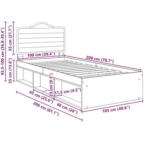  Okvir za krevet s uzglavljem Smeđi hrast 100 x 200 cm Slike